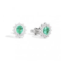 Earrings Recarlo Woman Camelia in White Gold Smeraldo 0.65 Ct E77CC001/SM - E77CC001/SM